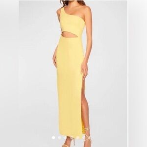 Susana manaco One Shoulder Cutout Midaxi Sheath Dress in lemon zest